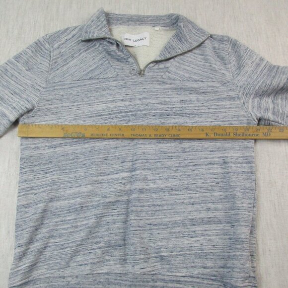OUR LEGACY Sweatshirt Mens Size 48 Blue Gray Melange Long Sleeve Quater Zip - Picture 6 of 9